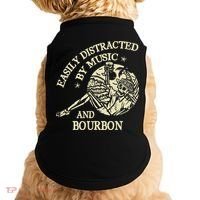 Easily Distracted By Music And Bourbon Skeleton Doggie Tank thumb 0