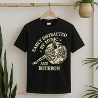 Easily Distracted By Music And Bourbon Skeleton T-Shirt thumb 2