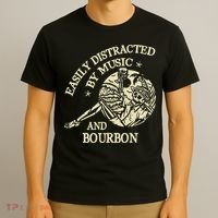 Easily Distracted By Music And Bourbon Skeleton T-Shirt thumb 3
