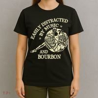 Easily Distracted By Music And Bourbon Skeleton T-Shirt thumb 4