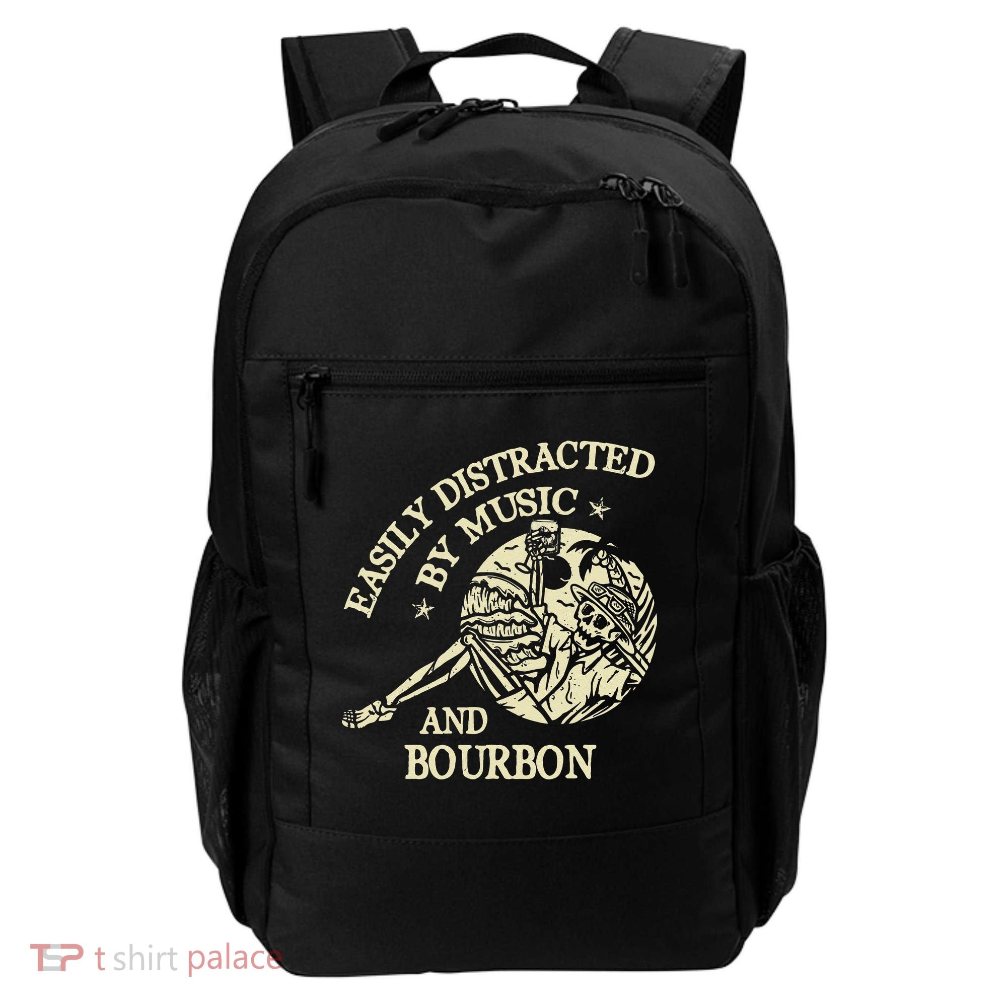 Easily Distracted By Music And Bourbon Skeleton Backpack