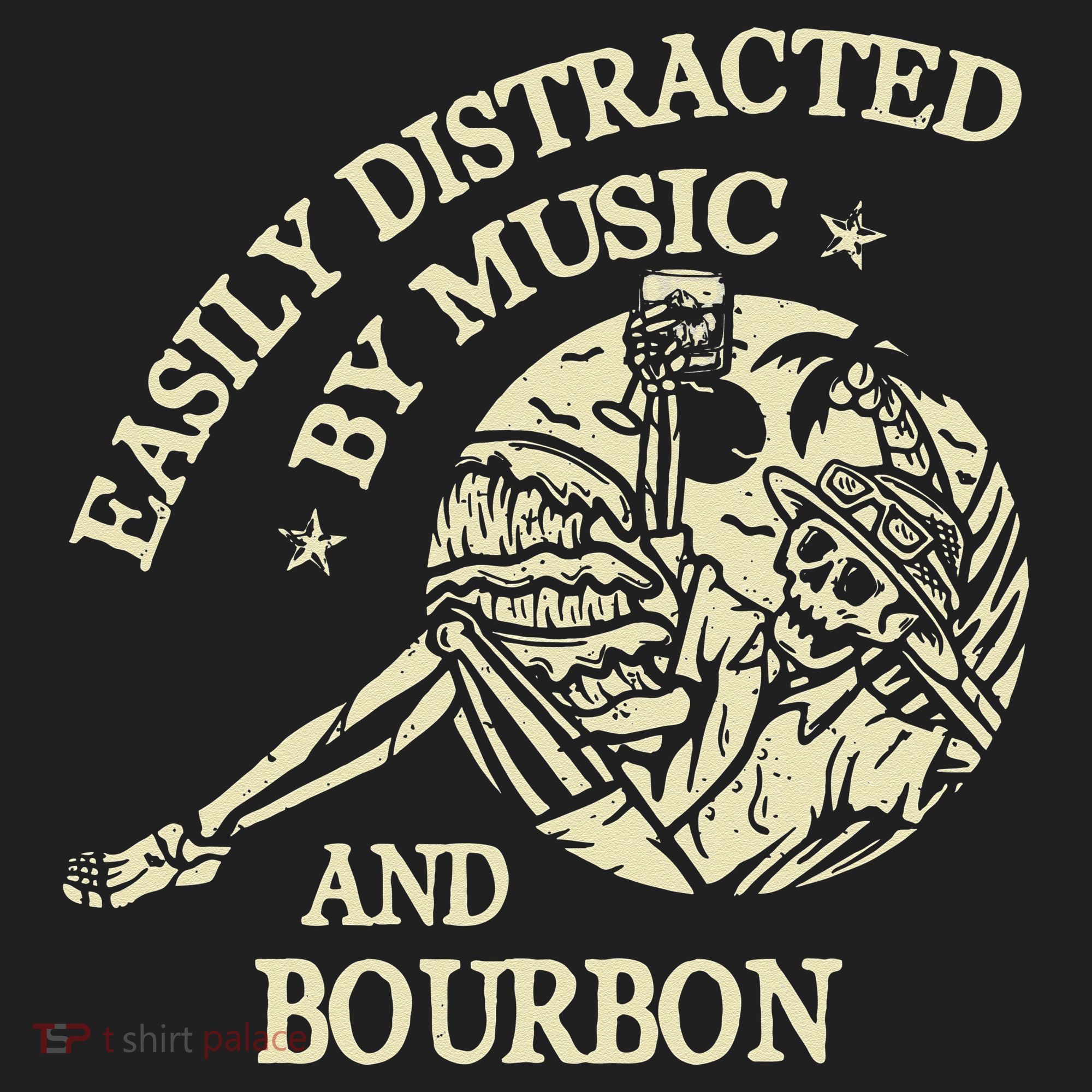 Easily Distracted By Music And Bourbon Skeleton Beanie