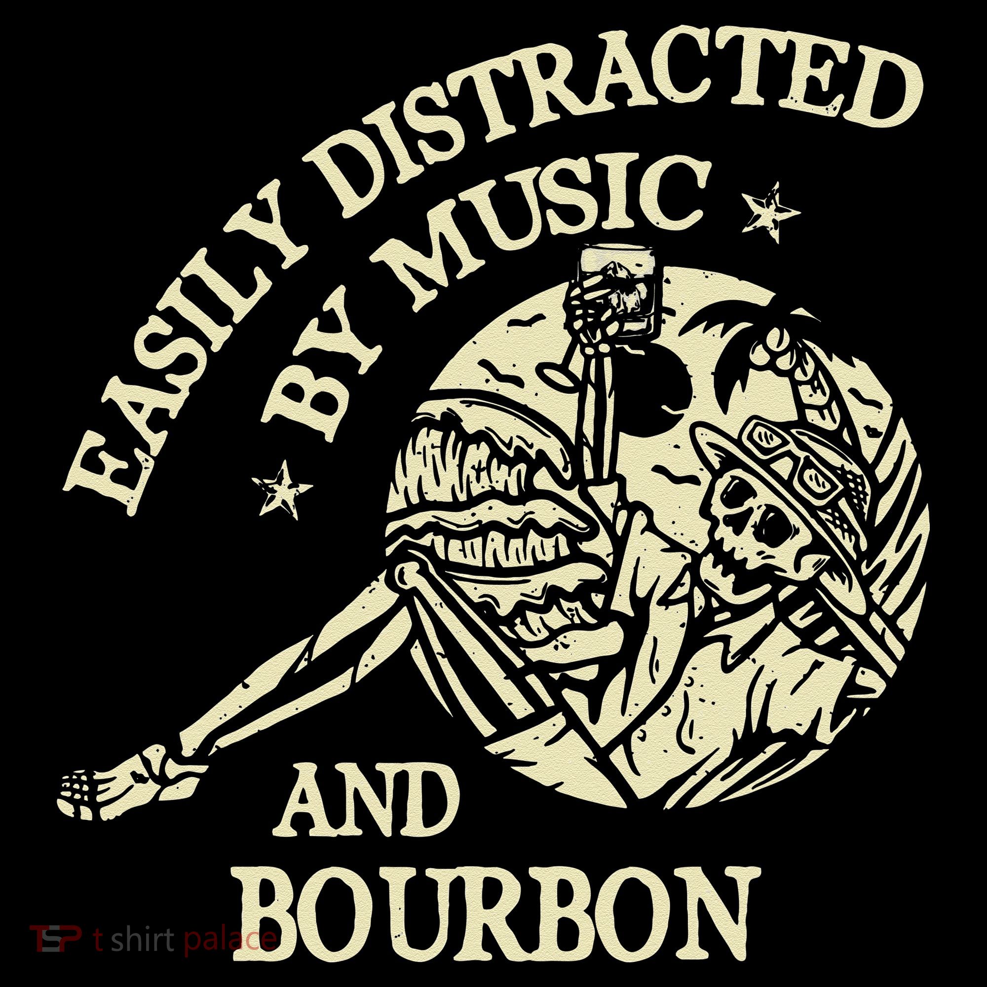 Easily Distracted By Music And Bourbon Skeleton Coaster