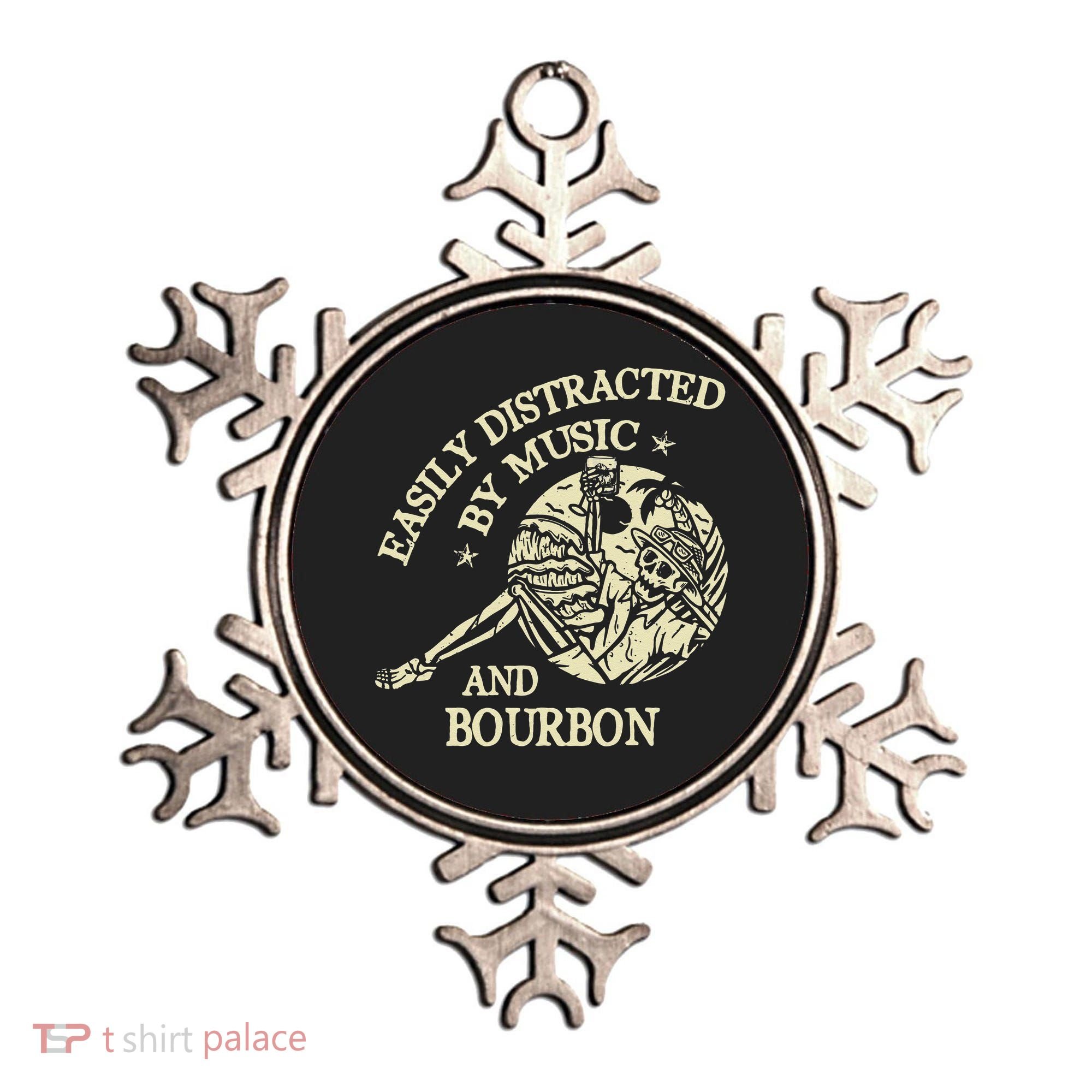 Easily Distracted By Music And Bourbon Skeleton Ornament