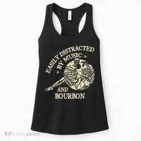 Easily Distracted By Music And Bourbon Skeleton Women's Tank Top thumb 0