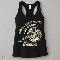Easily Distracted By Music And Bourbon Skeleton Women's Tank Top thumb 3