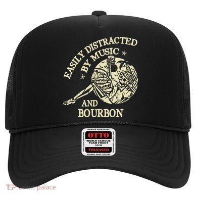 Easily Distracted By Music And Bourbon Skeleton Hat