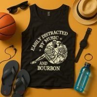 Easily Distracted By Music And Bourbon Skeleton Tank Top thumb 4