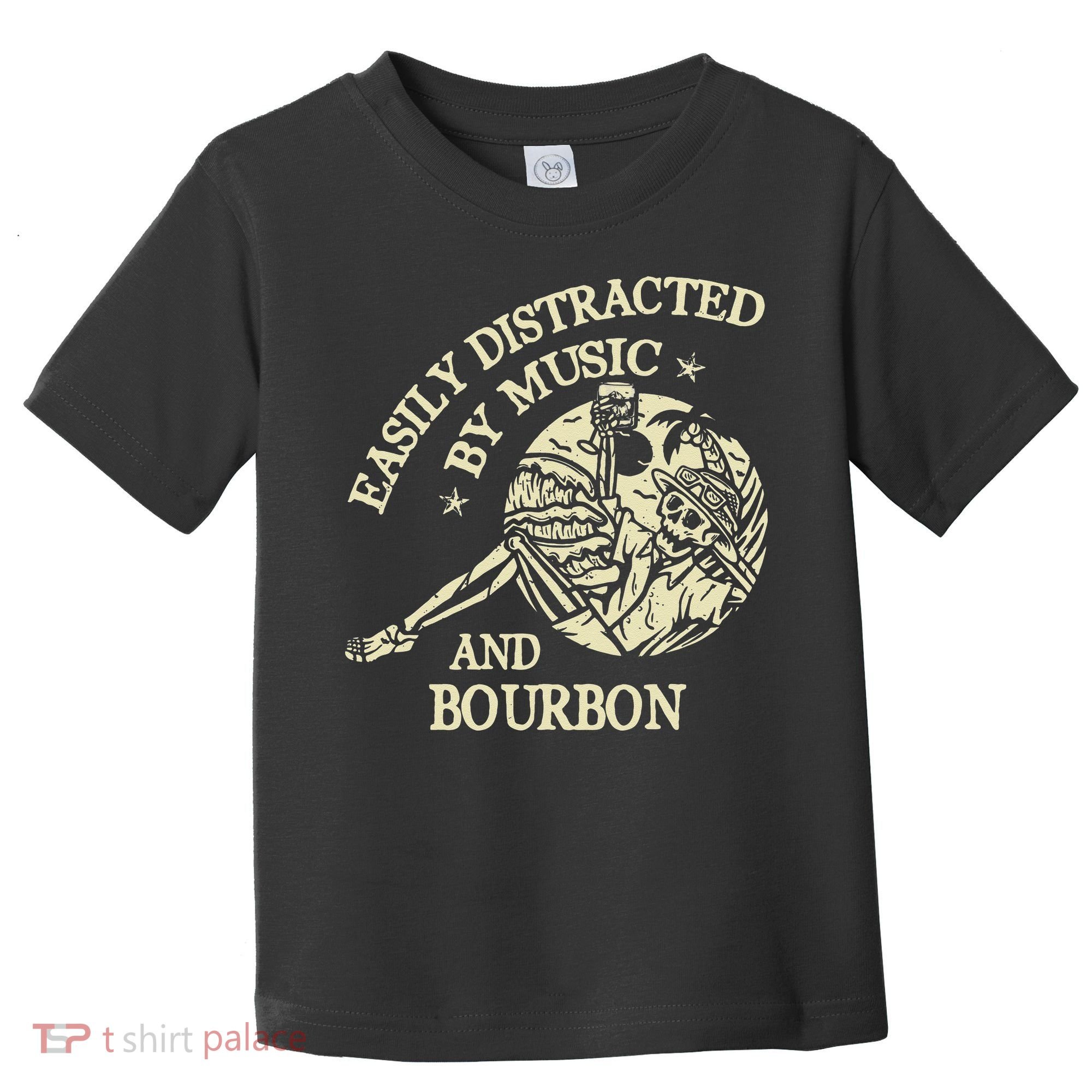 Easily Distracted By Music And Bourbon Skeleton Toddler T-Shirt