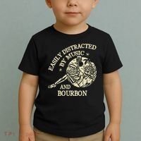 Easily Distracted By Music And Bourbon Skeleton Toddler T-Shirt thumb 2