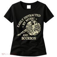 Easily Distracted By Music And Bourbon Skeleton Women's T-Shirt thumb 0