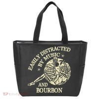 Easily Distracted By Music And Bourbon Skeleton Tote Bag thumb 0