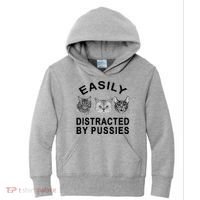 EASILY DISTRACTED BY PUSSIES Kids Hoodie thumb 0