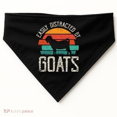 Easily Distracted By Goats Funny Jokes Sarcastic Sayings USA-Made Doggie Bandana