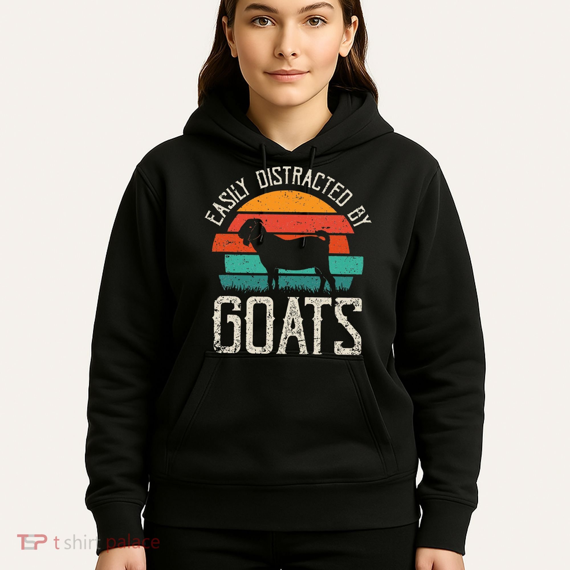 Easily Distracted By Goats Funny Jokes Sarcastic Sayings Hoodie