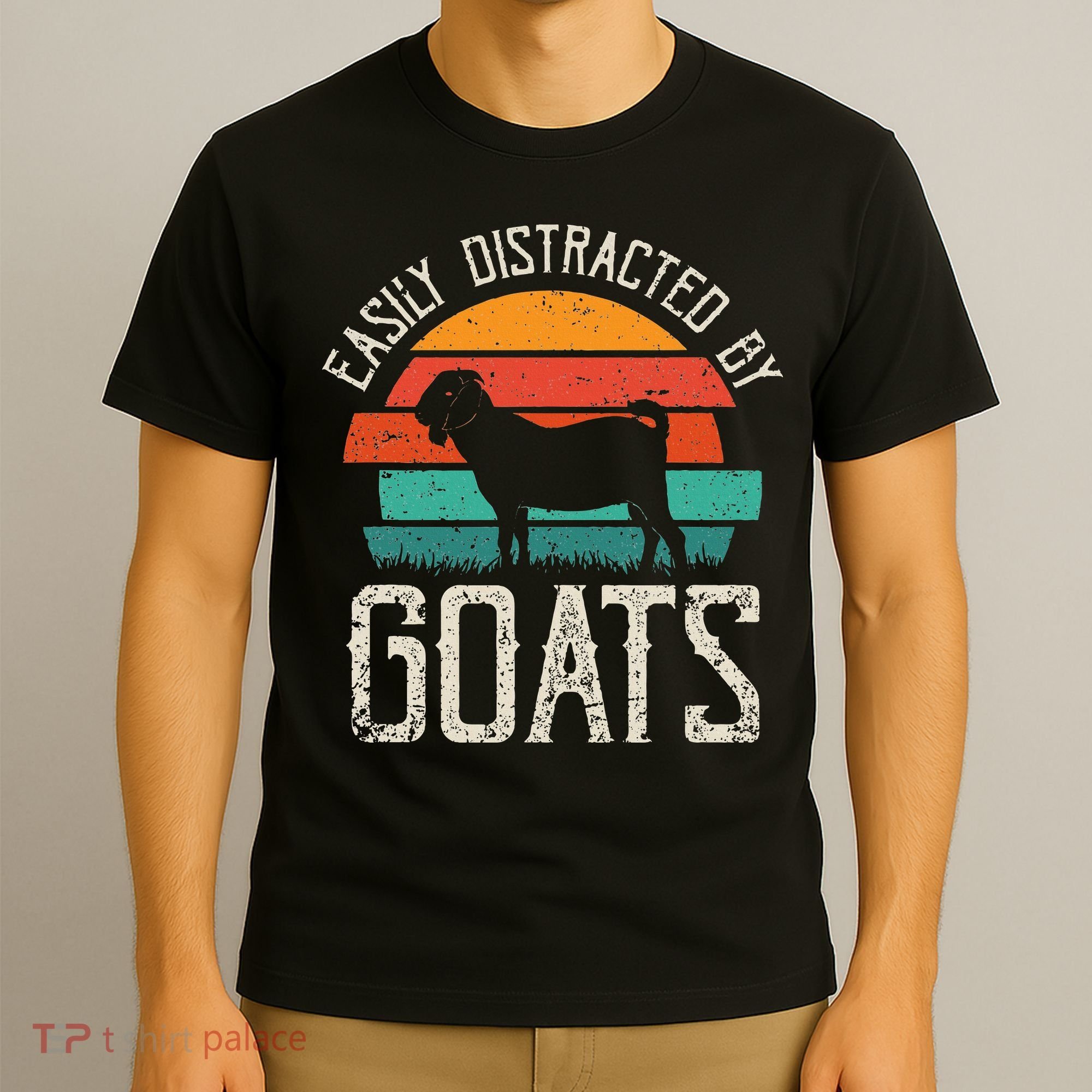 Easily Distracted By Goats Funny Jokes Sarcastic Sayings T-Shirt