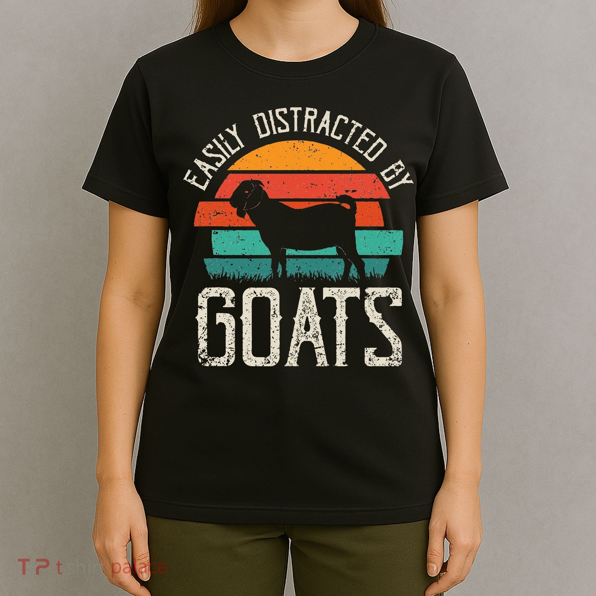 Easily Distracted By Goats Funny Jokes Sarcastic Sayings T-Shirt