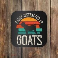 Easily Distracted By Goats Funny Jokes Sarcastic Sayings Coaster thumb 0