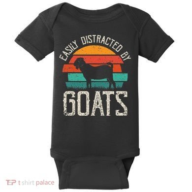Easily Distracted By Goats Funny Jokes Sarcastic Sayings Baby Bodysuit