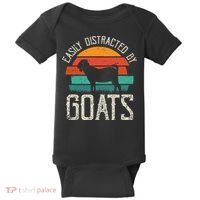 Easily Distracted By Goats Funny Jokes Sarcastic Sayings Baby Bodysuit thumb 0