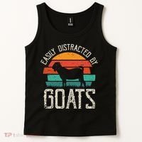 Easily Distracted By Goats Funny Jokes Sarcastic Sayings Tank Top thumb 2