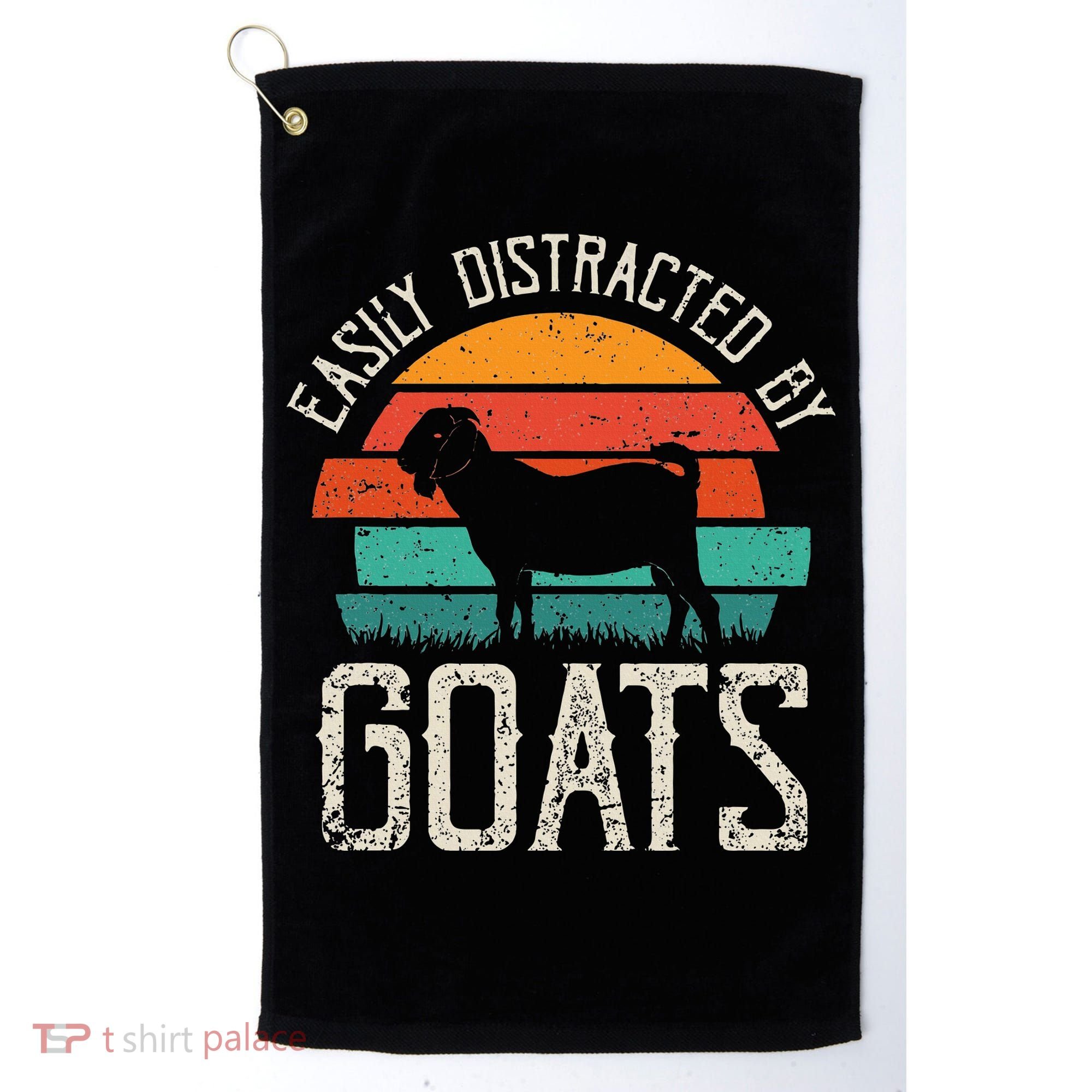 Easily Distracted By Goats Funny Jokes Sarcastic Sayings Golf Towel