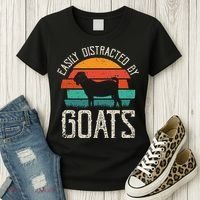 Easily Distracted By Goats Funny Jokes Sarcastic Sayings Women's T-Shirt thumb 3