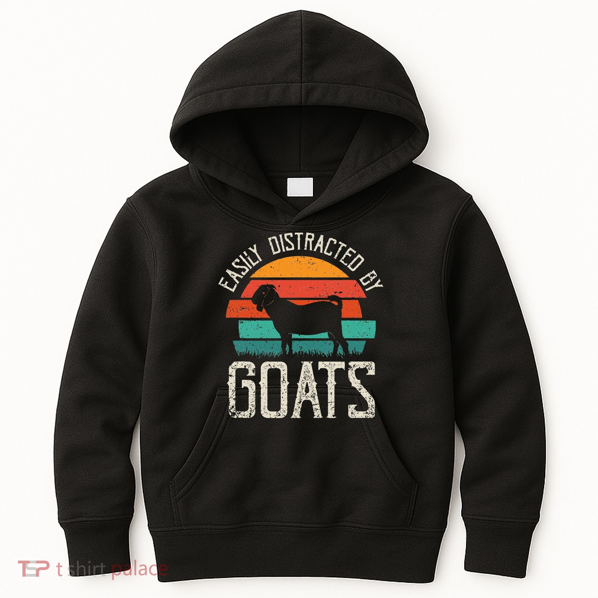 Easily Distracted By Goats Funny Jokes Sarcastic Sayings Kids Hoodie