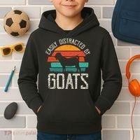 Easily Distracted By Goats Funny Jokes Sarcastic Sayings Kids Hoodie thumb 2