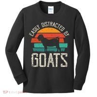 Easily Distracted By Goats Funny Jokes Sarcastic Sayings Kids Long Sleeve Shirt thumb 0