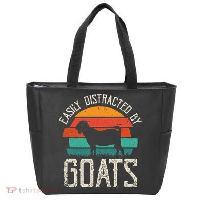 Easily Distracted By Goats Funny Jokes Sarcastic Sayings Tote Bag