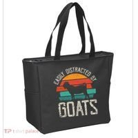 Easily Distracted By Goats Funny Jokes Sarcastic Sayings Tote Bag thumb 2