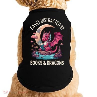 Easily distracted by books and dragons kawaii dragon reader Doggie Tank
