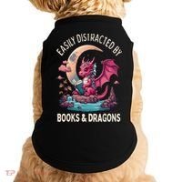 Easily distracted by books and dragons kawaii dragon reader Doggie Tank thumb 0