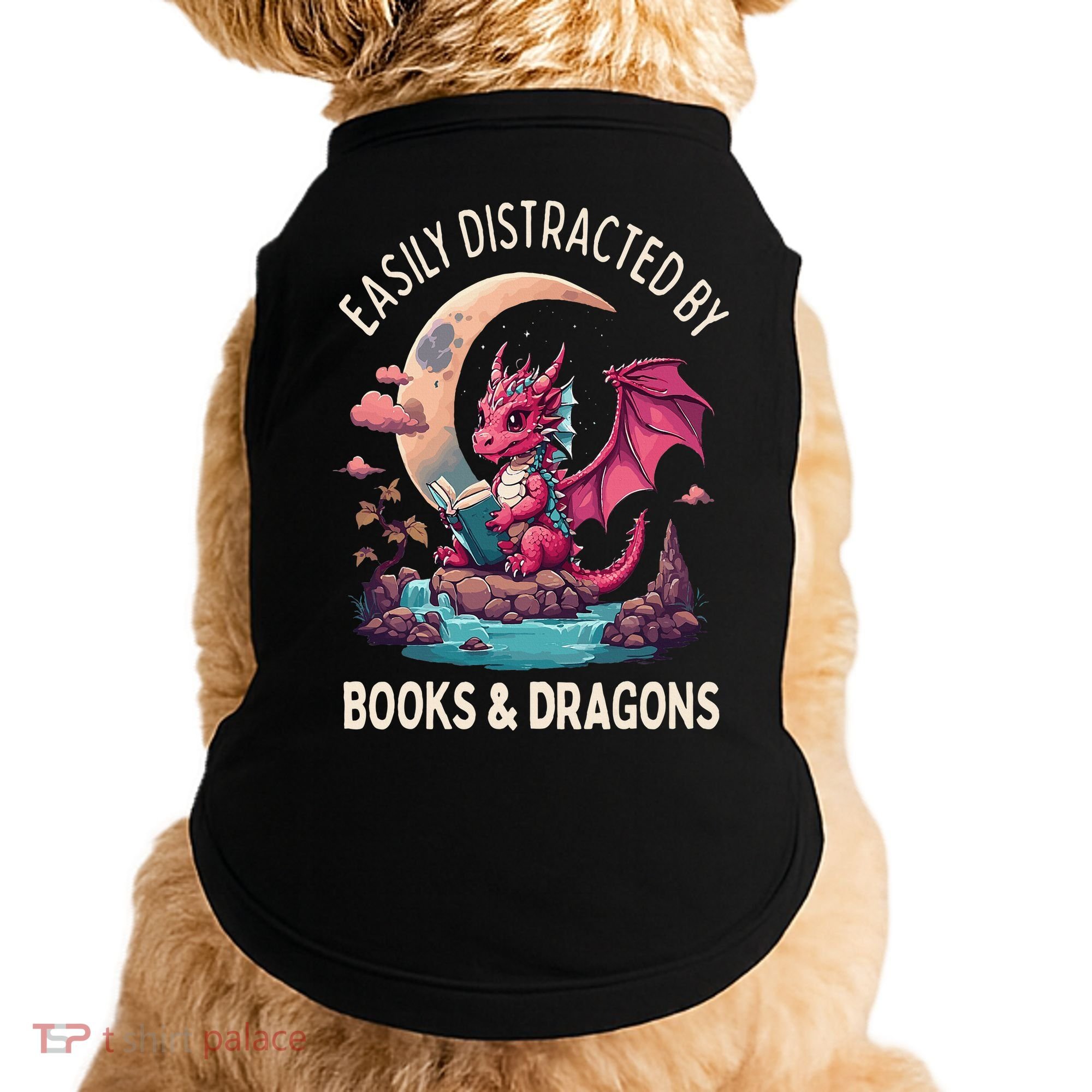 Easily distracted by books and dragons kawaii dragon reader Doggie Tank