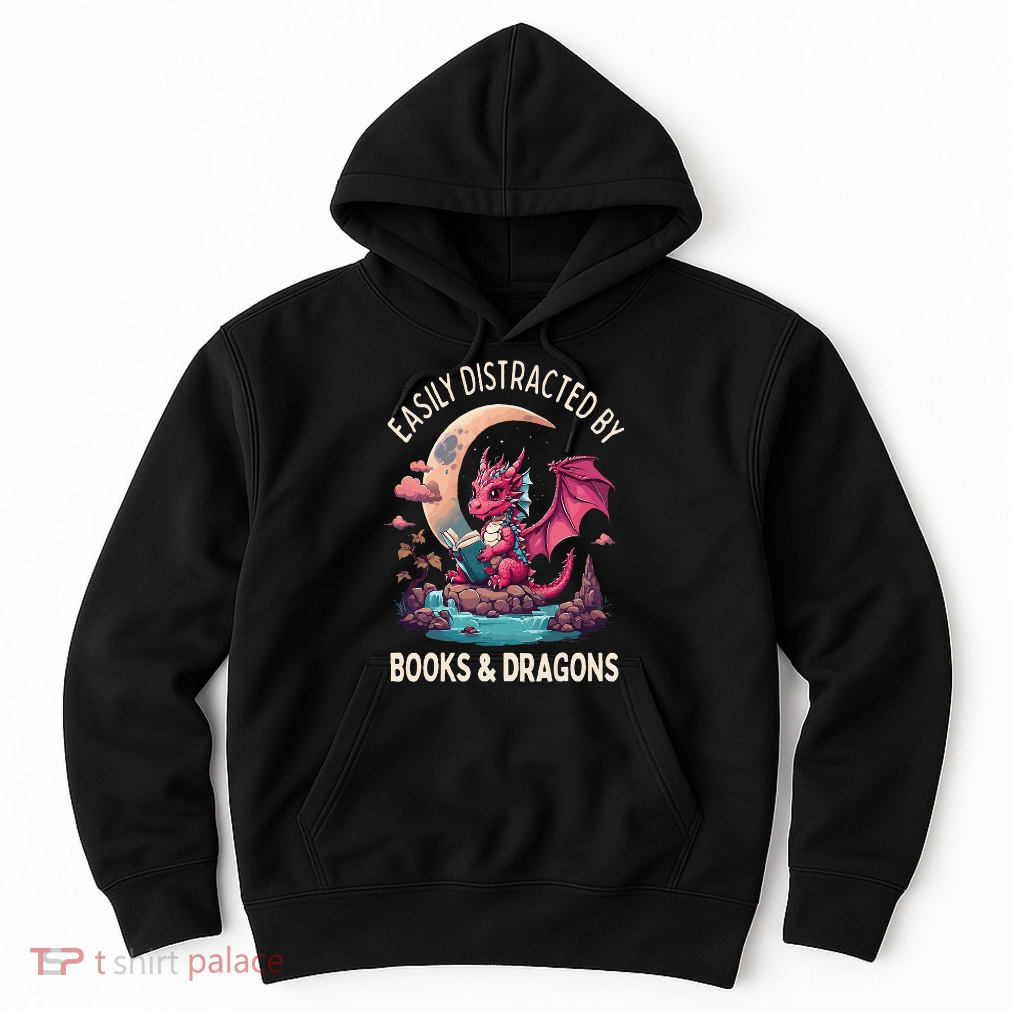 Easily distracted by books and dragons kawaii dragon reader Hoodie
