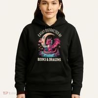 Easily distracted by books and dragons kawaii dragon reader Hoodie thumb 5