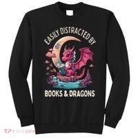 Easily distracted by books and dragons kawaii dragon reader Sweatshirt thumb 0