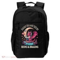 Easily distracted by books and dragons kawaii dragon reader Backpack thumb 0