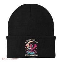 Easily distracted by books and dragons kawaii dragon reader Beanie thumb 0