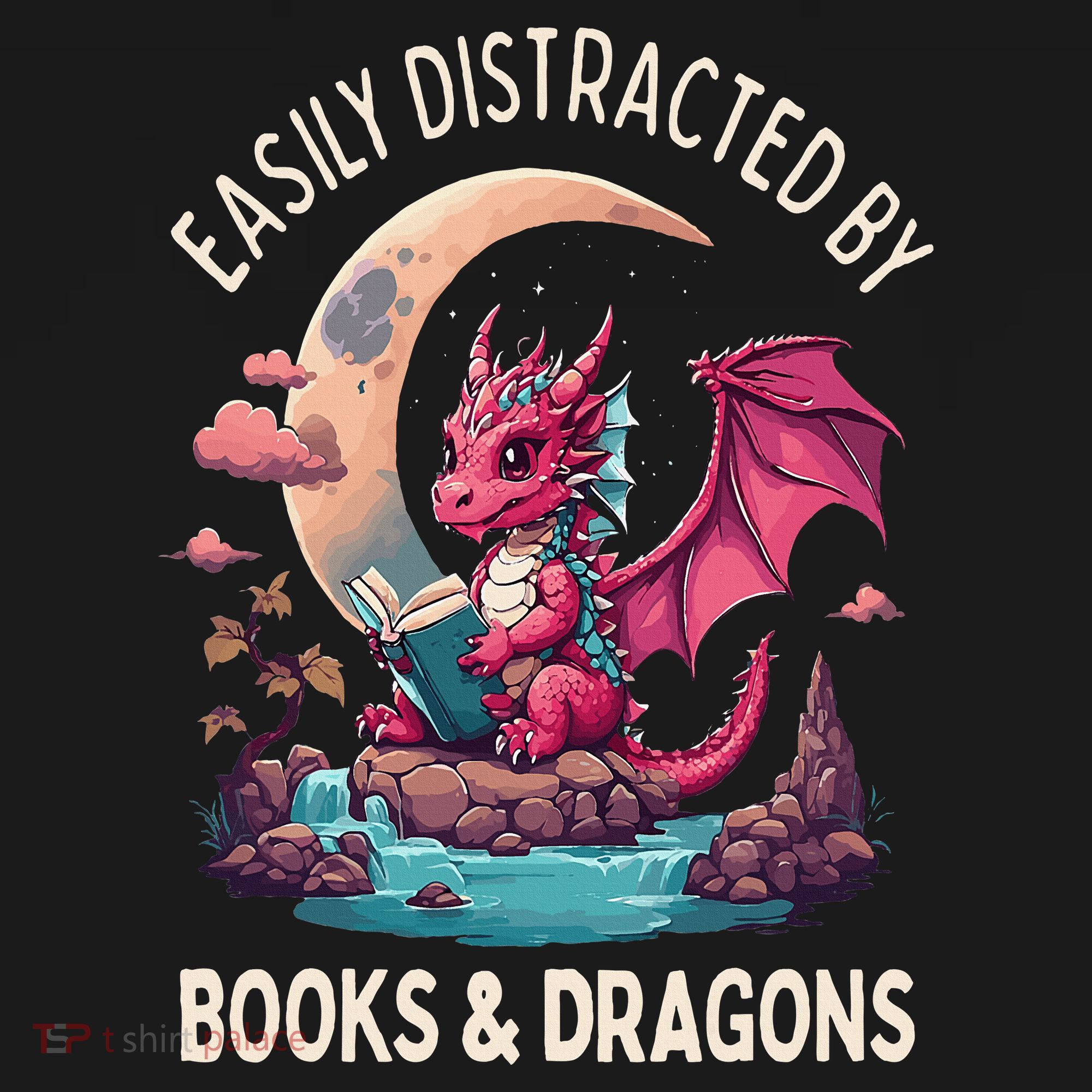 Easily distracted by books and dragons kawaii dragon reader Polo