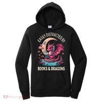 Easily distracted by books and dragons kawaii dragon reader Women's Hoodie thumb 0