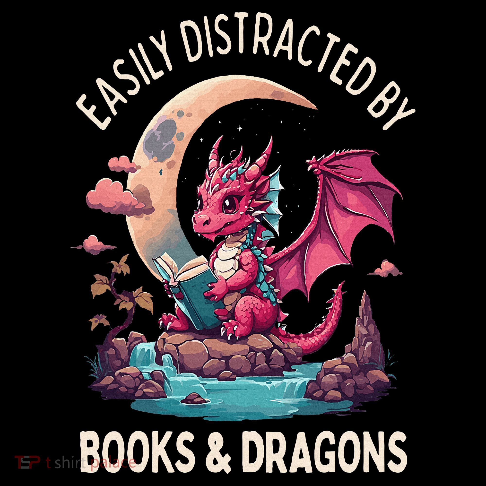 Easily distracted by books and dragons kawaii dragon reader Women's Hoodie