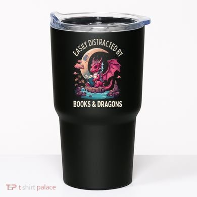 Easily distracted by books and dragons kawaii dragon reader Tumbler