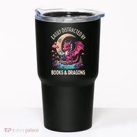 Easily distracted by books and dragons kawaii dragon reader Tumbler thumb 0