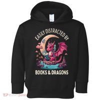 Easily distracted by books and dragons kawaii dragon reader Toddler Hoodie thumb 0