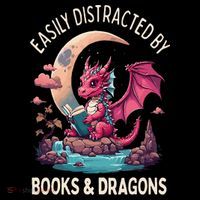 Easily distracted by books and dragons kawaii dragon reader Tank Top thumb 6