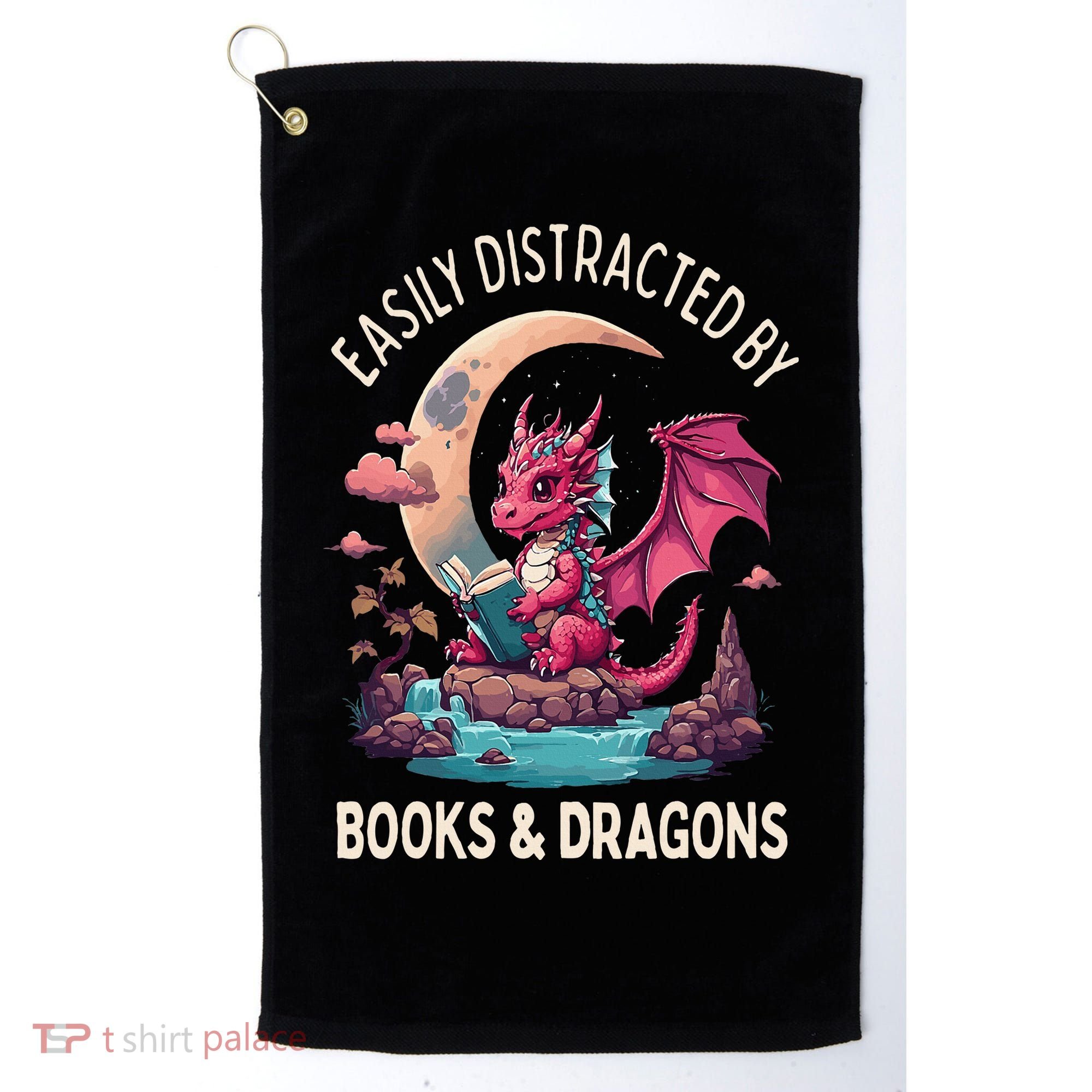 Easily distracted by books and dragons kawaii dragon reader Golf Towel