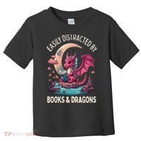 Easily distracted by books and dragons kawaii dragon reader Toddler T-Shirt thumb 0