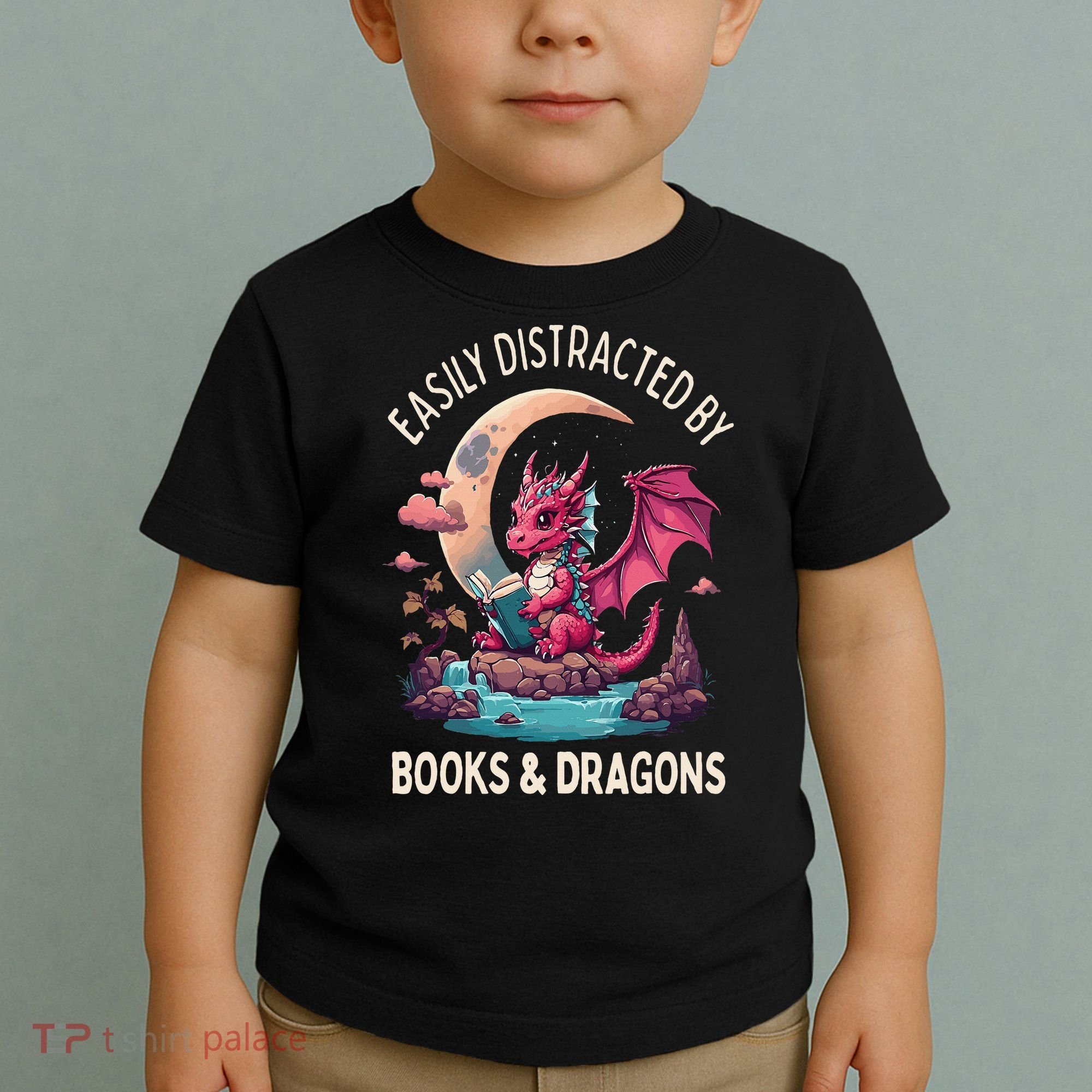 Easily distracted by books and dragons kawaii dragon reader Toddler T-Shirt